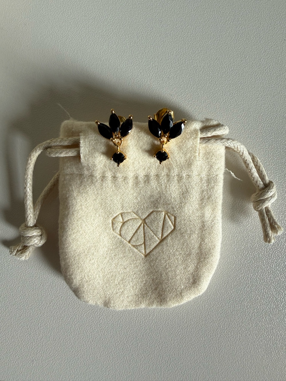 Gold Black Marquise Drop Stud Earrings - Women's Jewelry